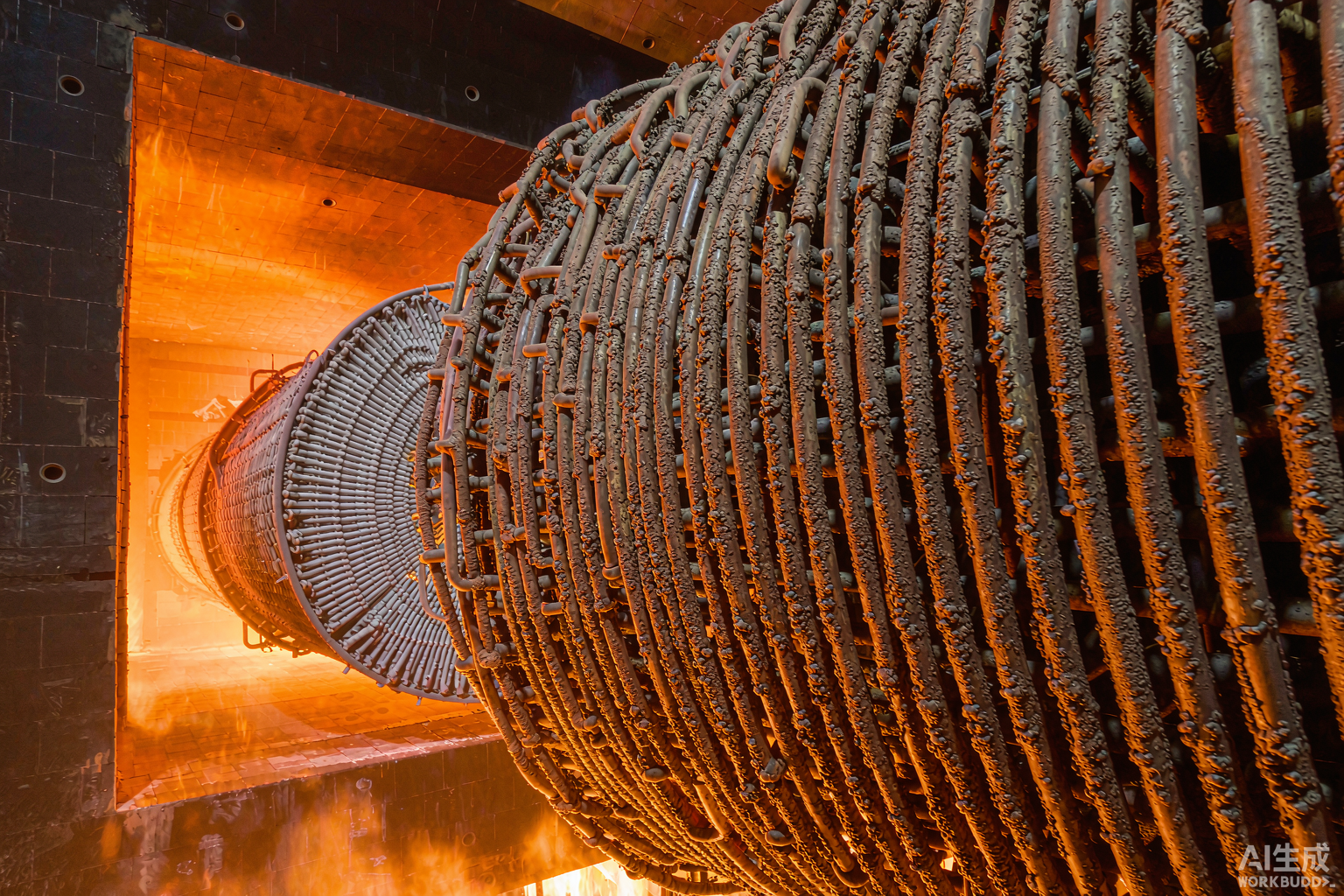 Waste incineration furnace water wall and superheater