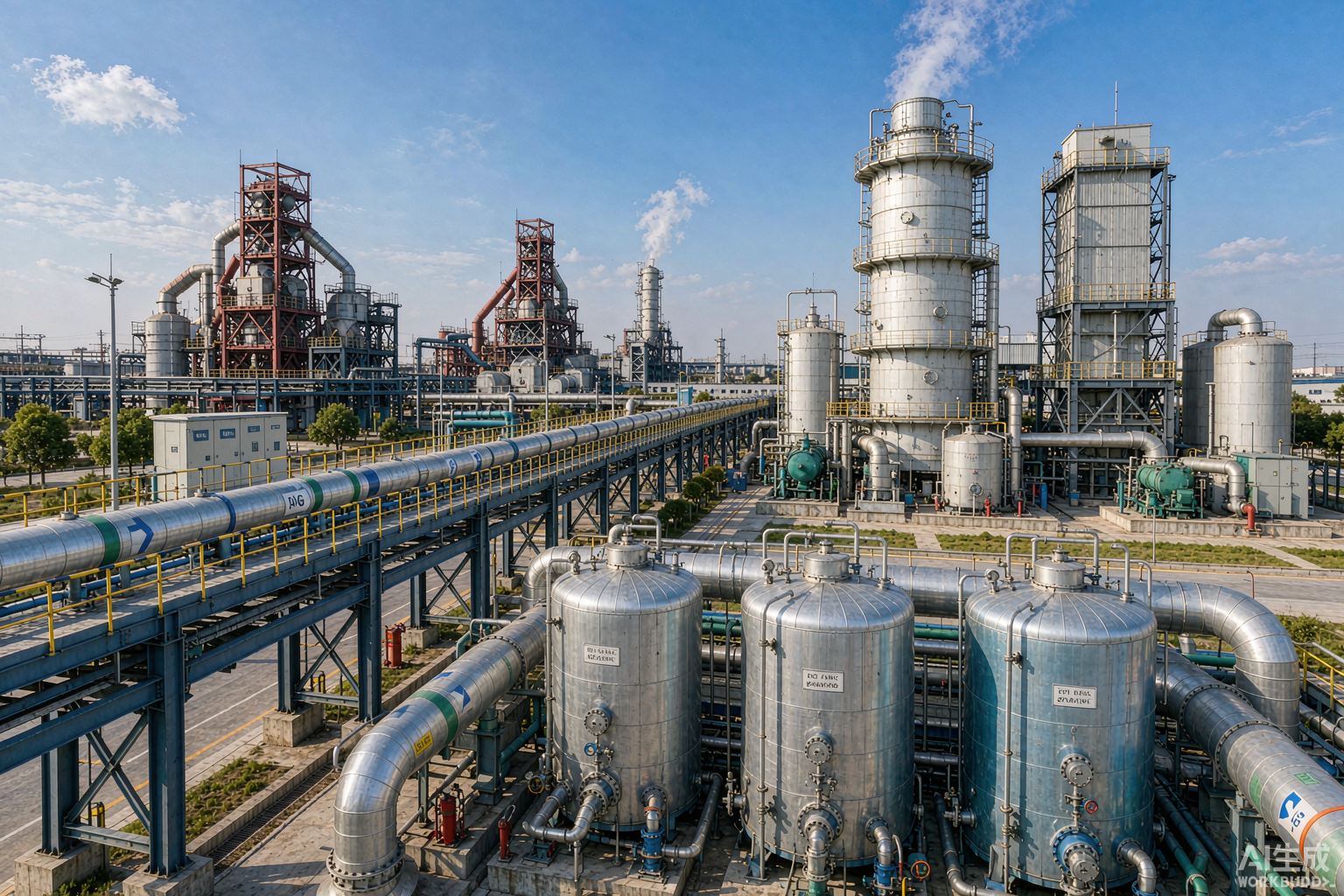 Steel plant pickling line, gas pipes and flue-gas treatment